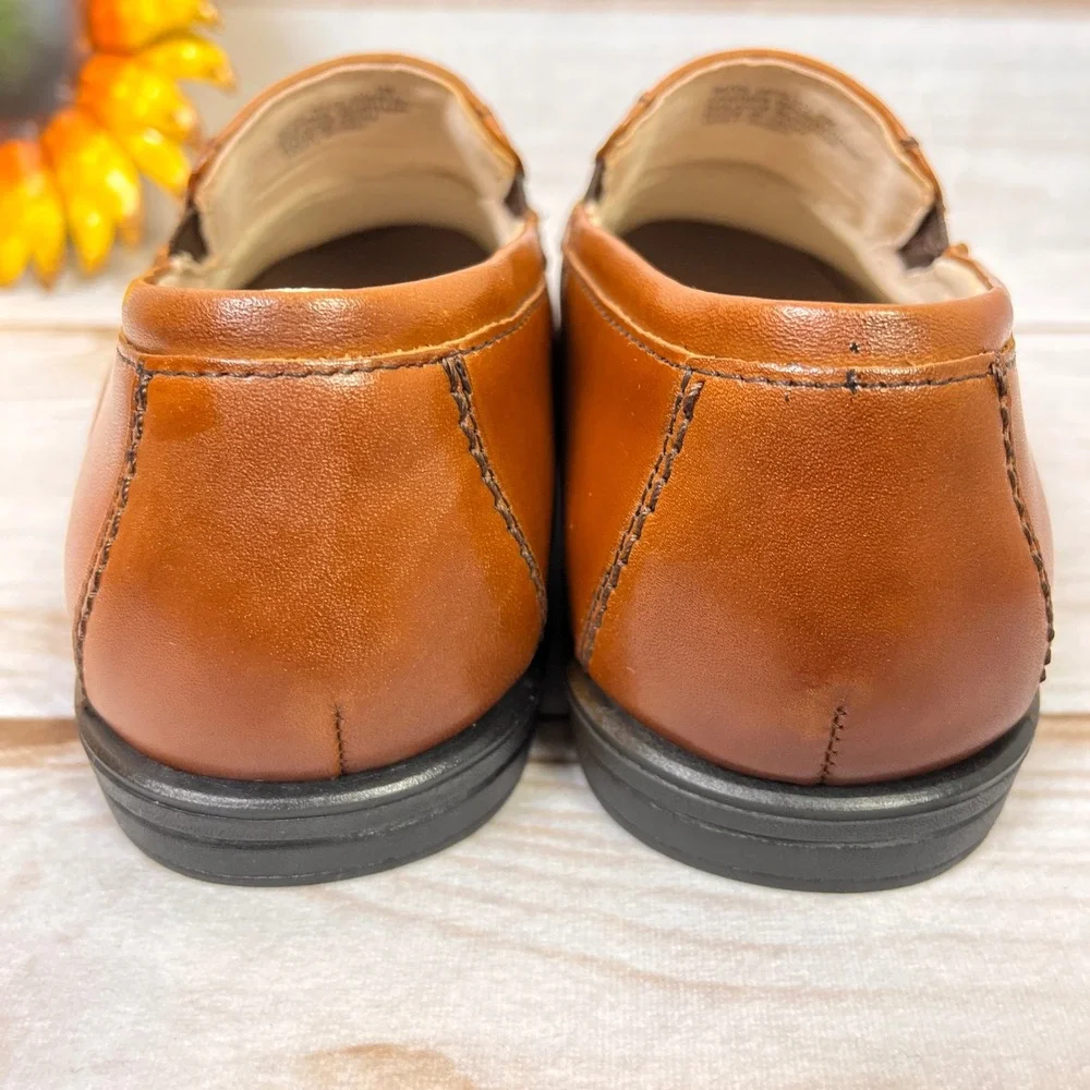 Florsheim Kids Reveal‎ Bikeslip Cognac Leather Dress Shoes Loafers 1 1M